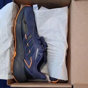 Adidas Blue and Orange Athletic Shoes with Modern Silhouette